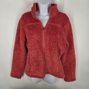 L.L.Bean Sherpa Fleece Jacket Women's Medium Terracotta Full Zip EUC